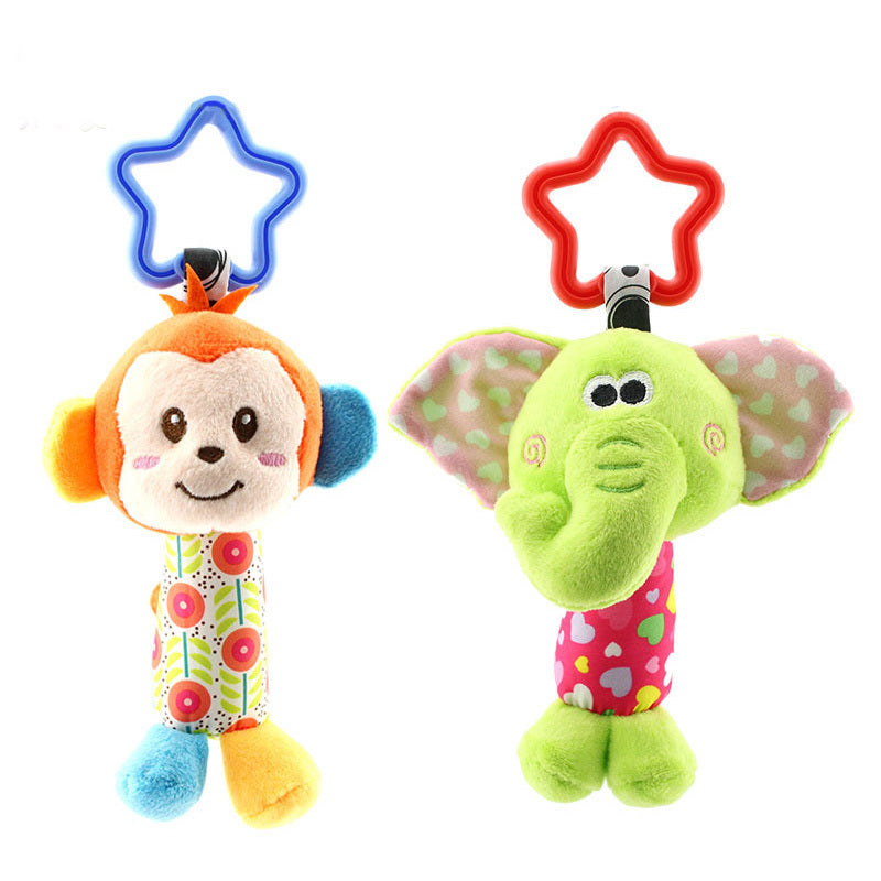 Hanging Plush Baby Toy Rattle Lovely Cartoon Animal Bell Newborn Stroller Accessories Baby Toys 6 Style Lion Deer Elephant